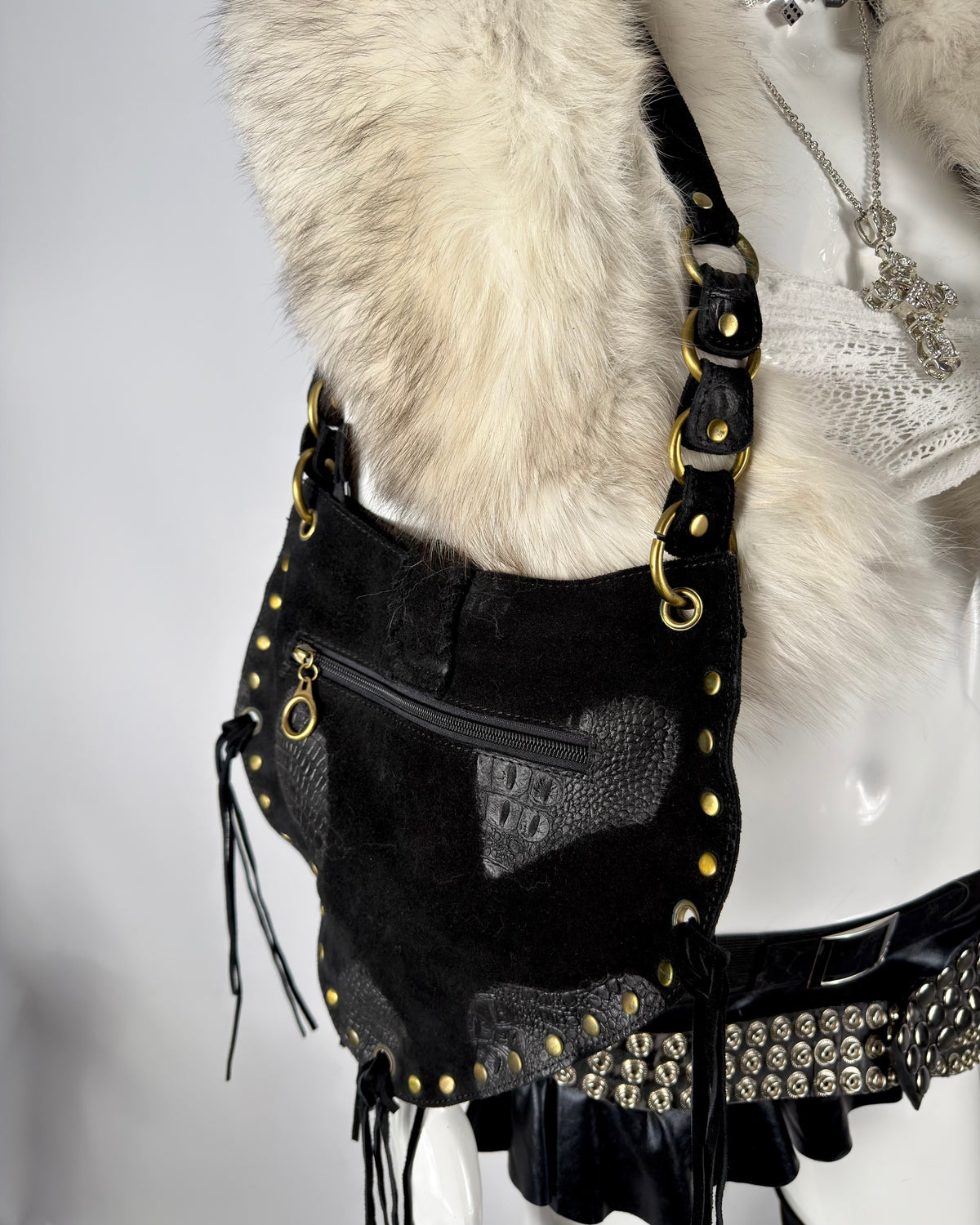Vintage Fur Leather Bag