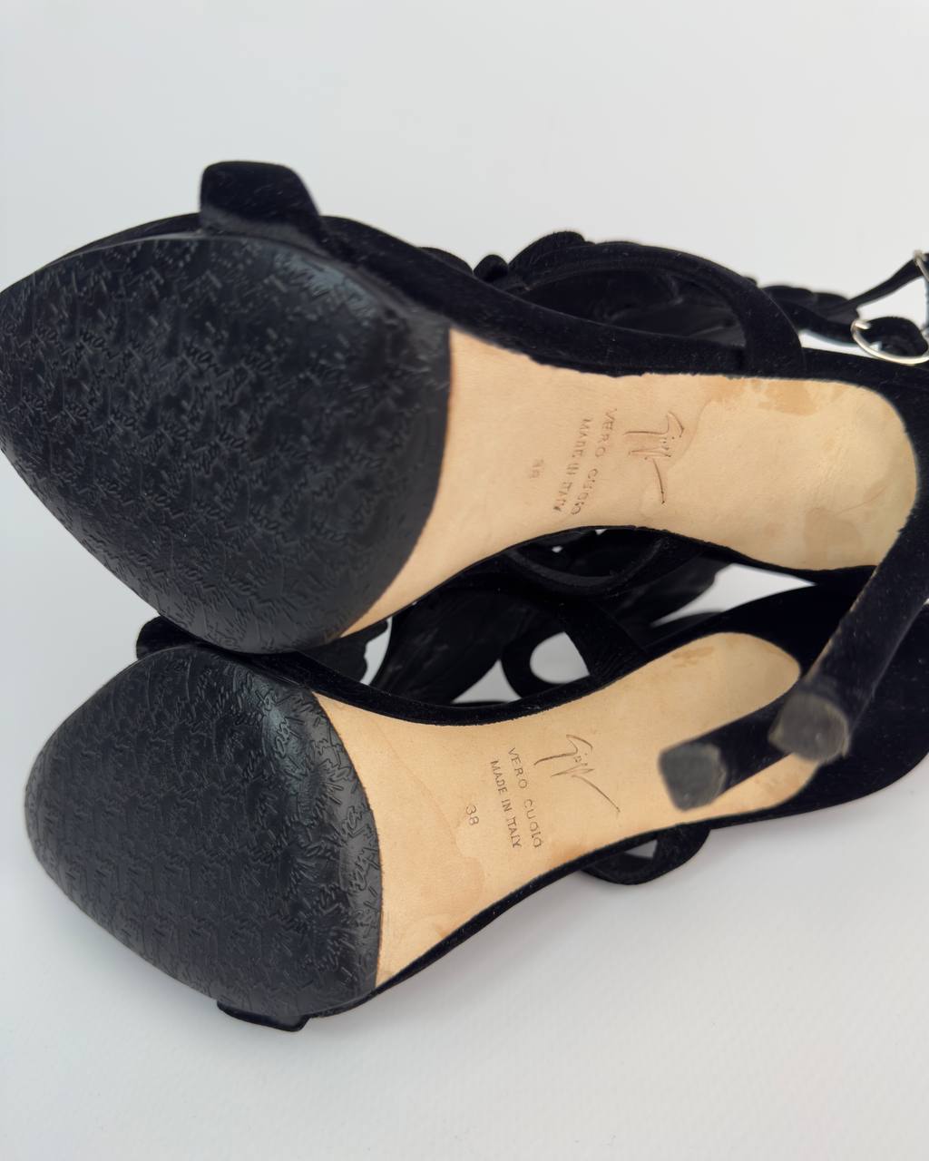 Giuseppe Zanotti Cruel Summer Black Velvet Heels — 38