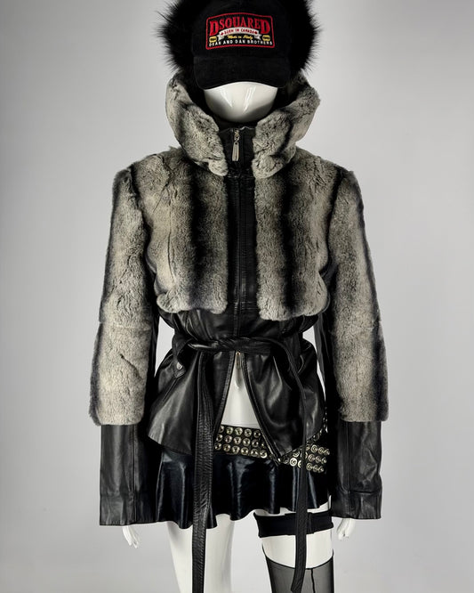 Vintage Fur Leather Jacket — S/M
