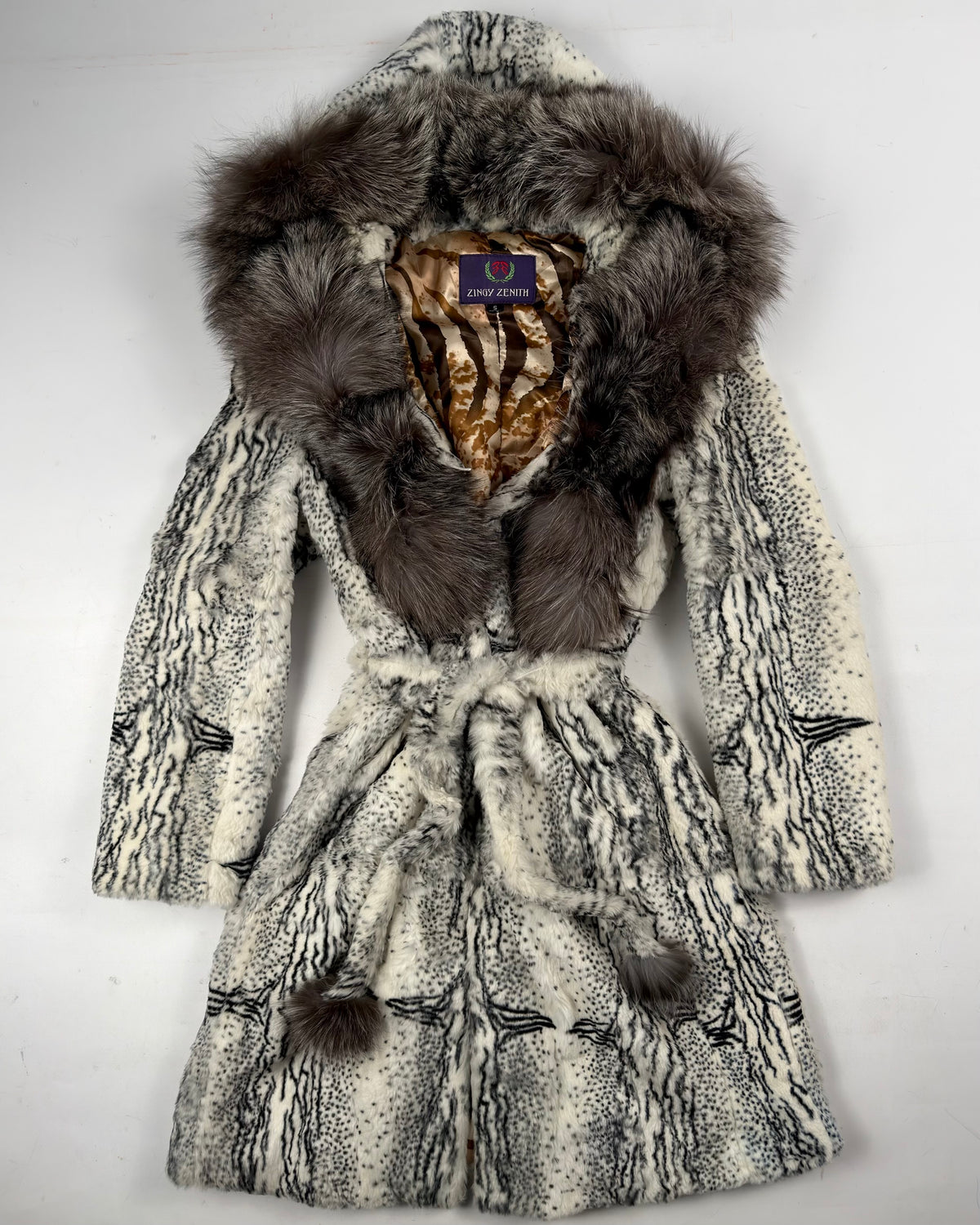 Vintage Fur Hooded Coat with Fox Collar — S/M