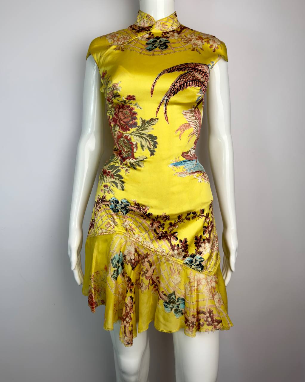 Roberto Cavalli S/S 2003 Iconic Chinoiserie Mini Silk Corset Dress