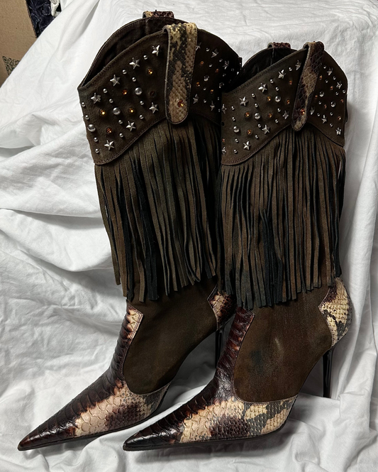 El Dante's vintage leather cowboy heels