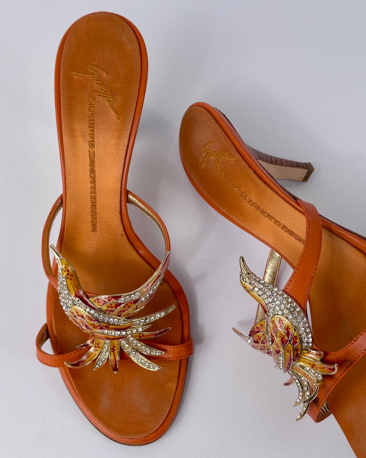 Giuseppe Zanotti Vintage Bird Gemstone Heels — 39
