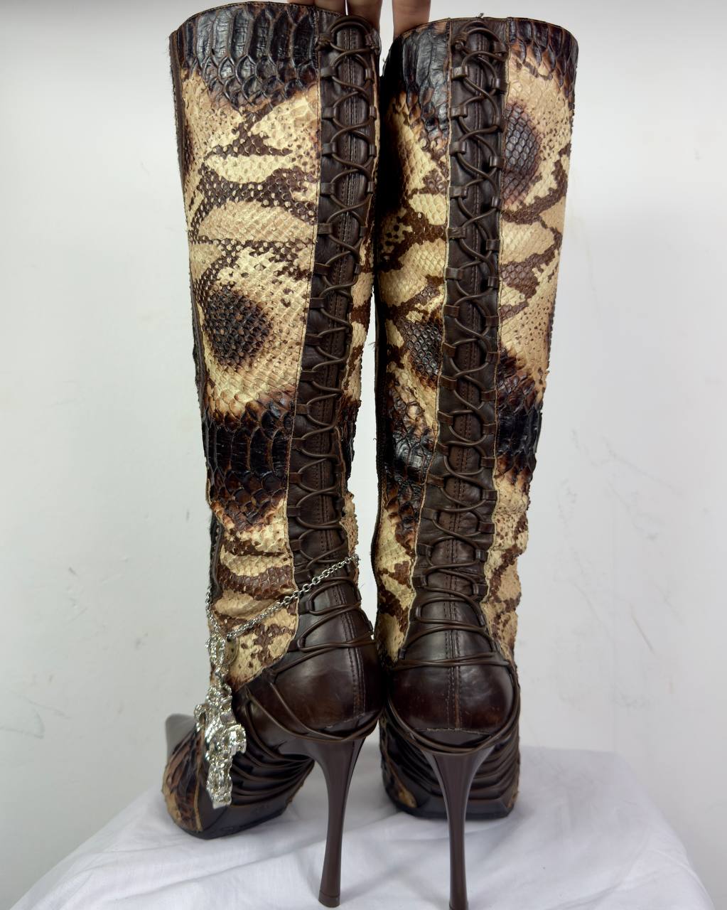 Vintage Corset Lace Up Back Boots 37/37.5