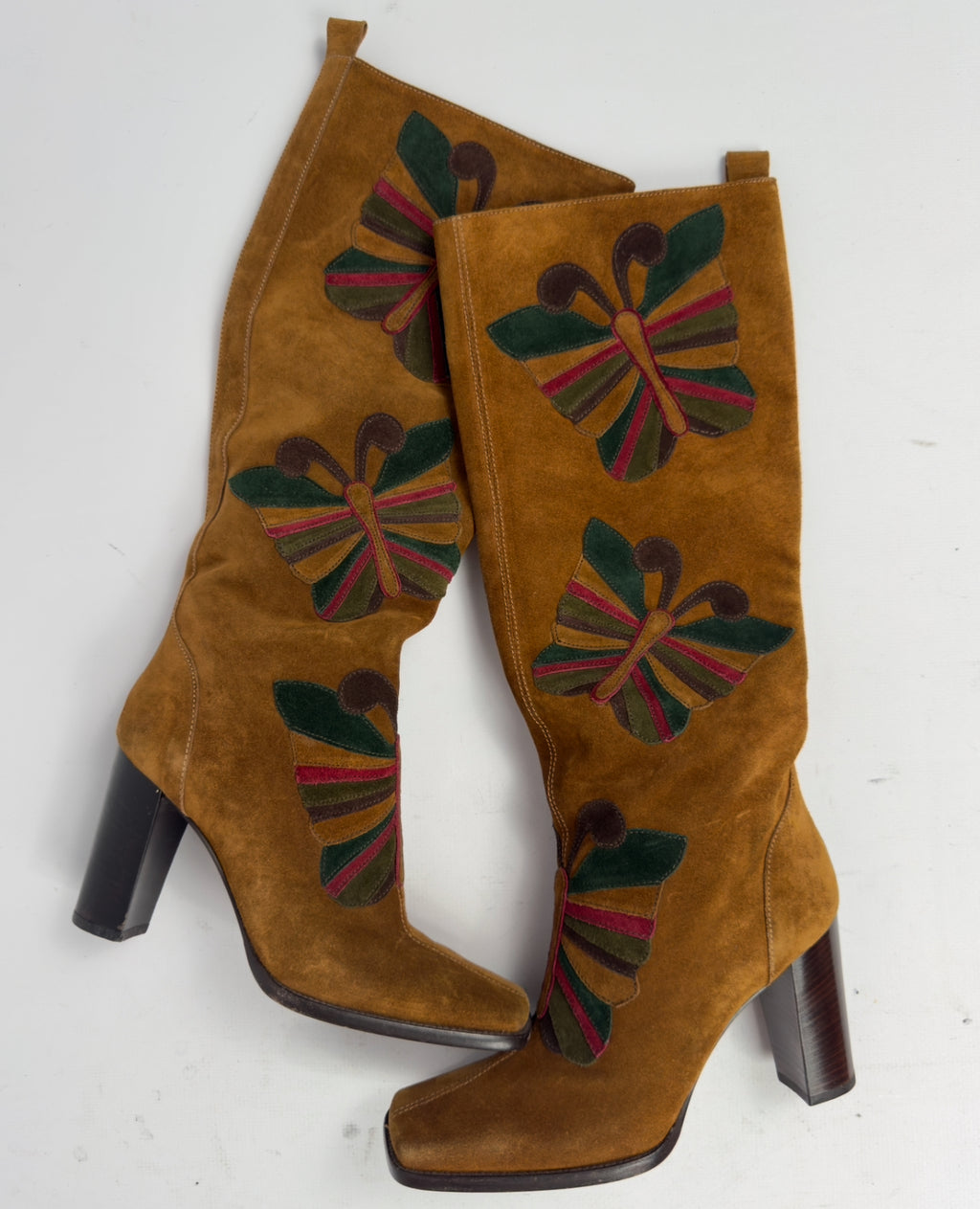 Dolce Gabbana FW02 Vintage Butterfly Suede Boots — 38