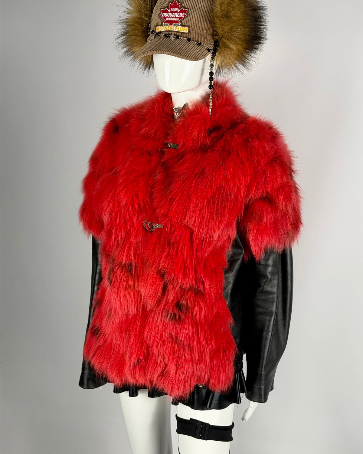 Vintage Fur Leather Jacket — M/L