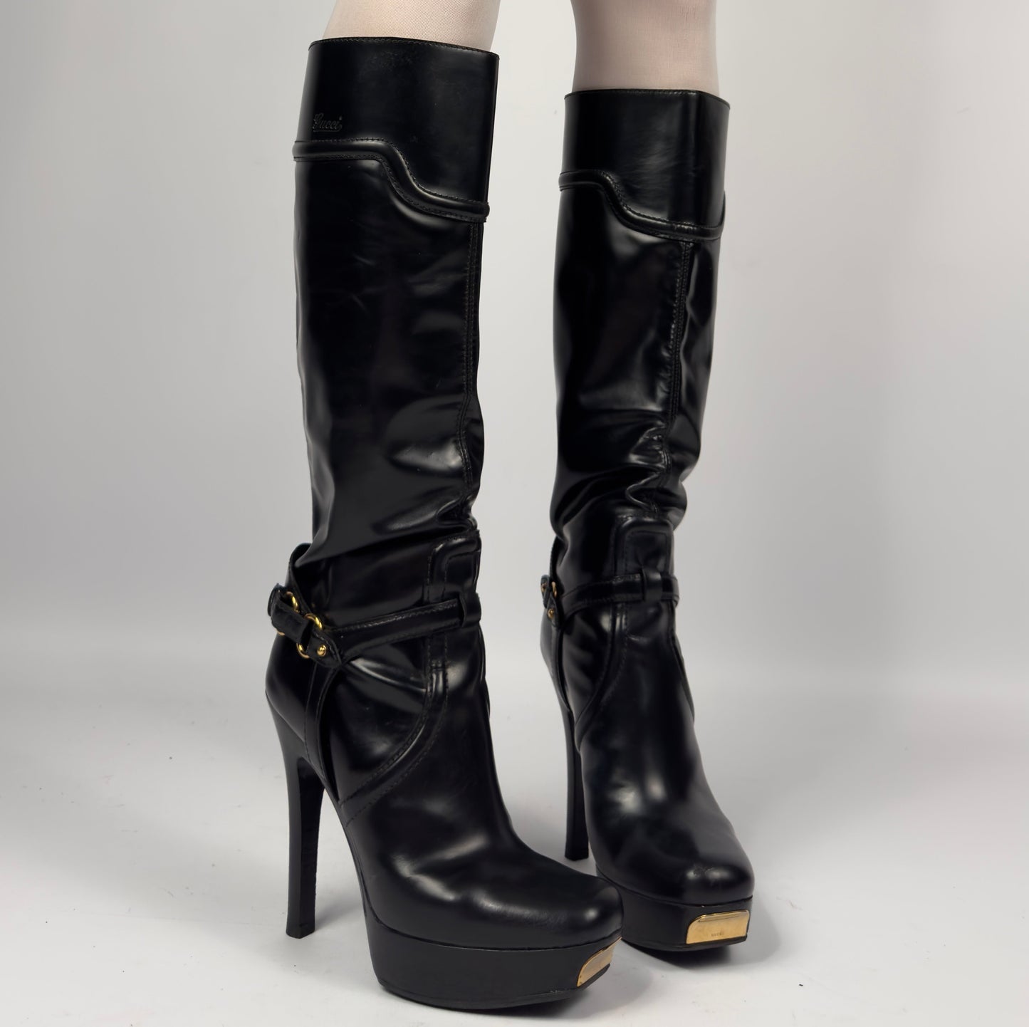 Gucci Leather Tube Boots — 37/37.5