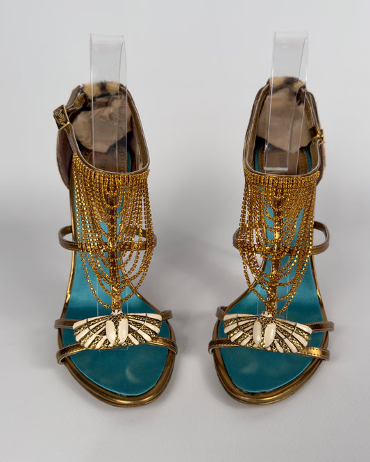 Roberto Cavalli Vintage Scarab Heels — 39