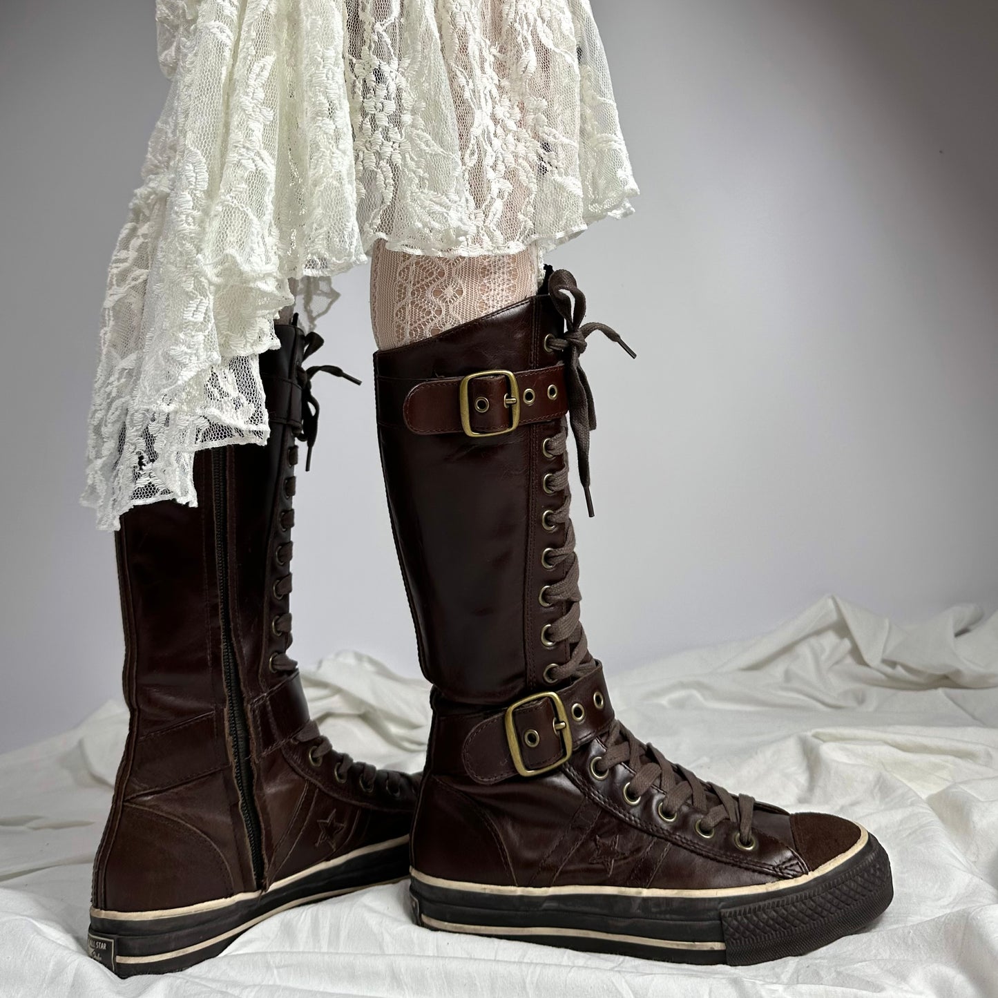 Converse Vintage Buckle Leather Lace Up Boots 38/39