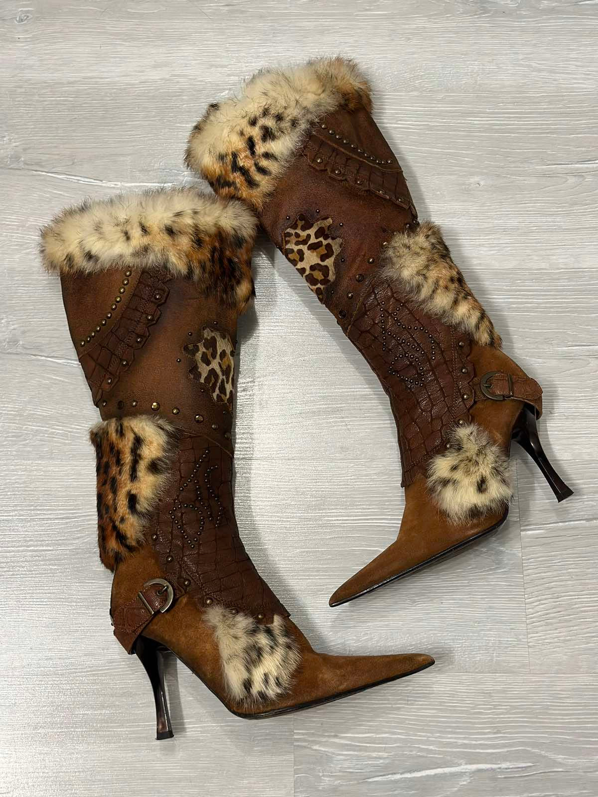 El Dantes Couture Vintage Fur Heel Boots — 37