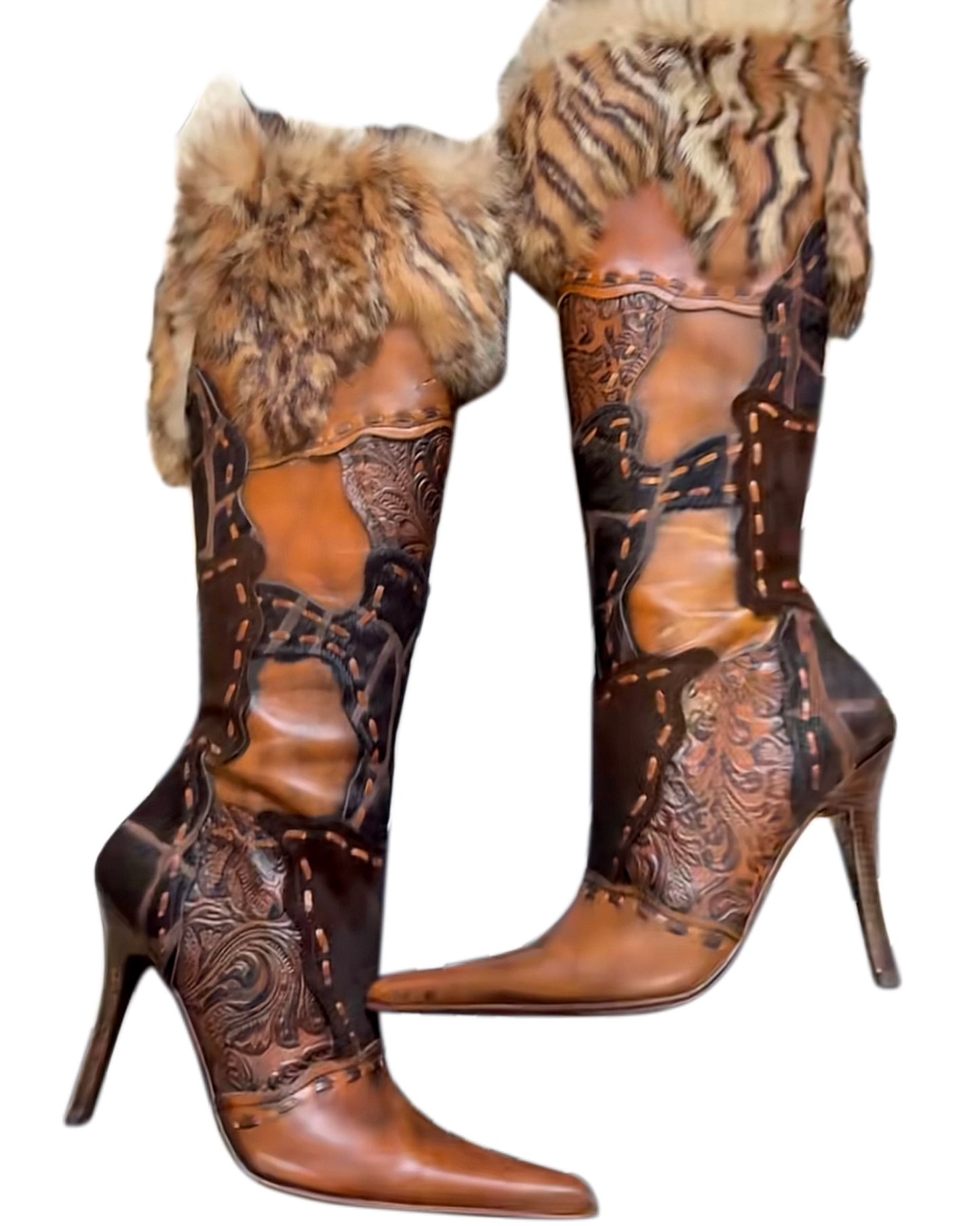El Dante’s Couture Vintage Fur Boots — 39/40