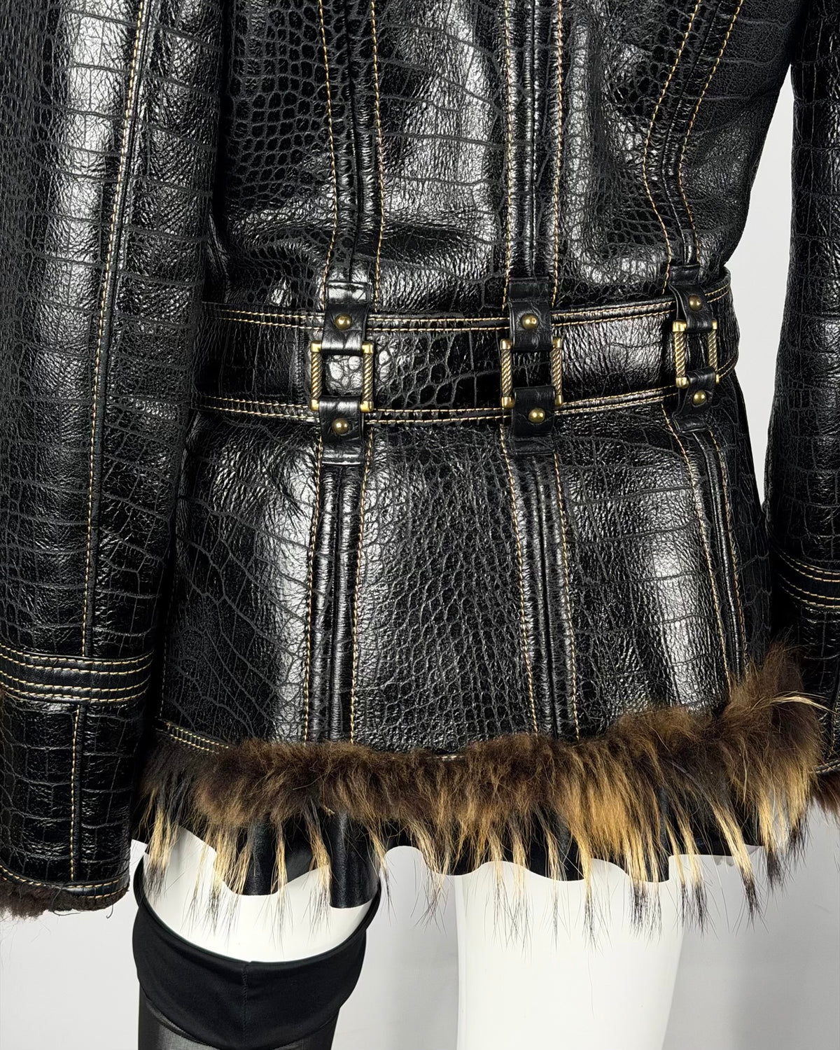 Vintage Fur Leather Jacket — XS/M