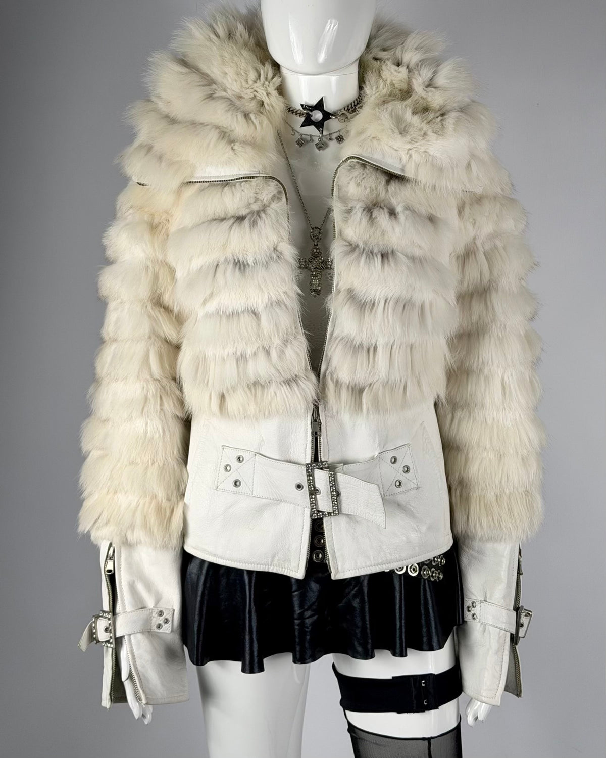 Vintage Fur Leather Jacket — M