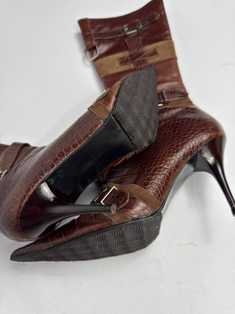 Vintage Italian Leather Cargo Boots — 37