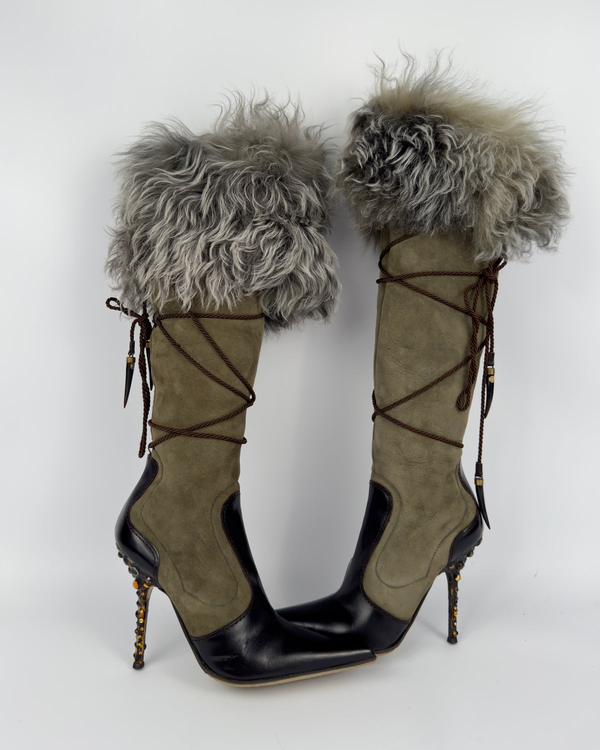 Vicini Italian Vintage Fur Boots — 36