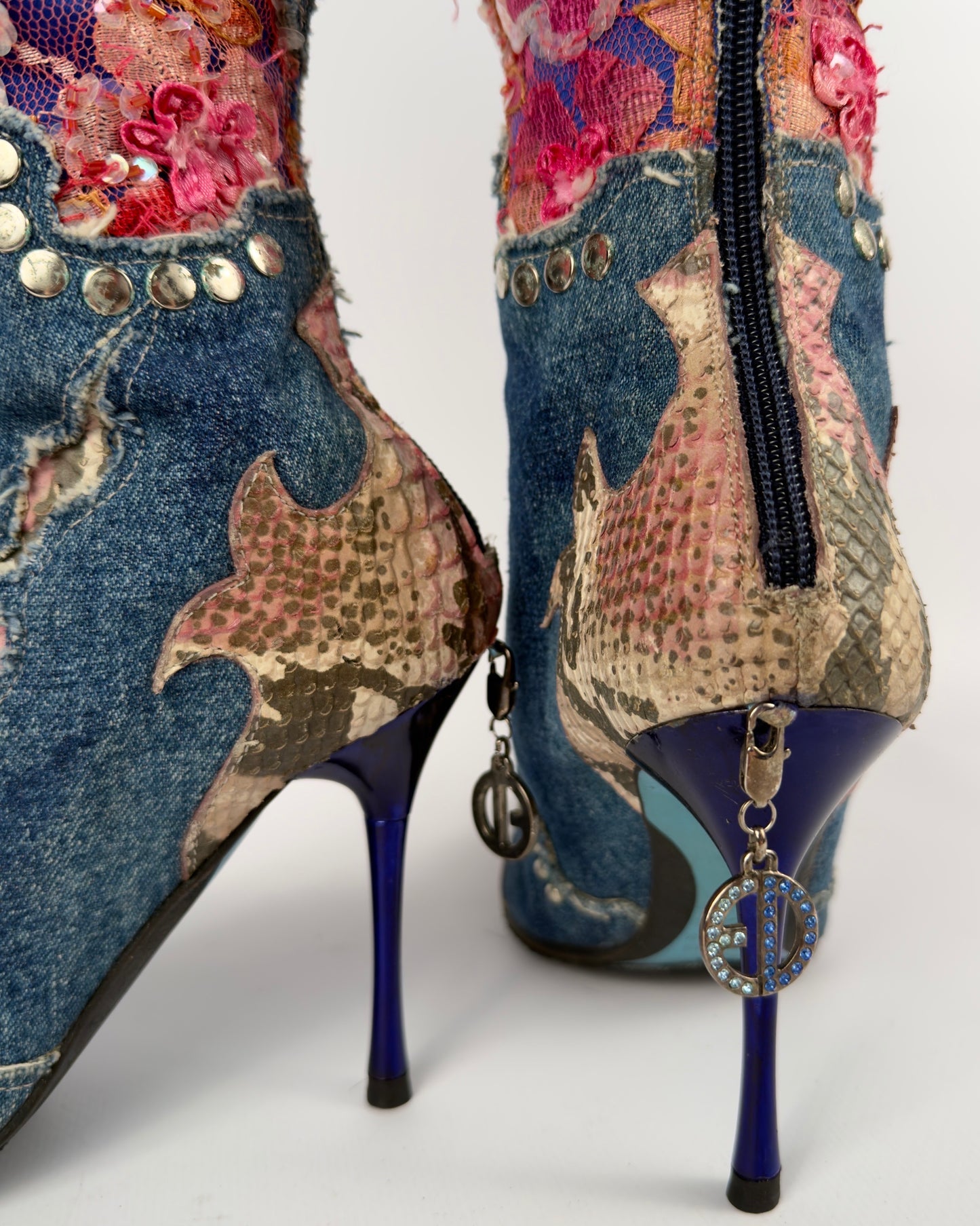 El Dante’s Couture Vintage Denim Boots