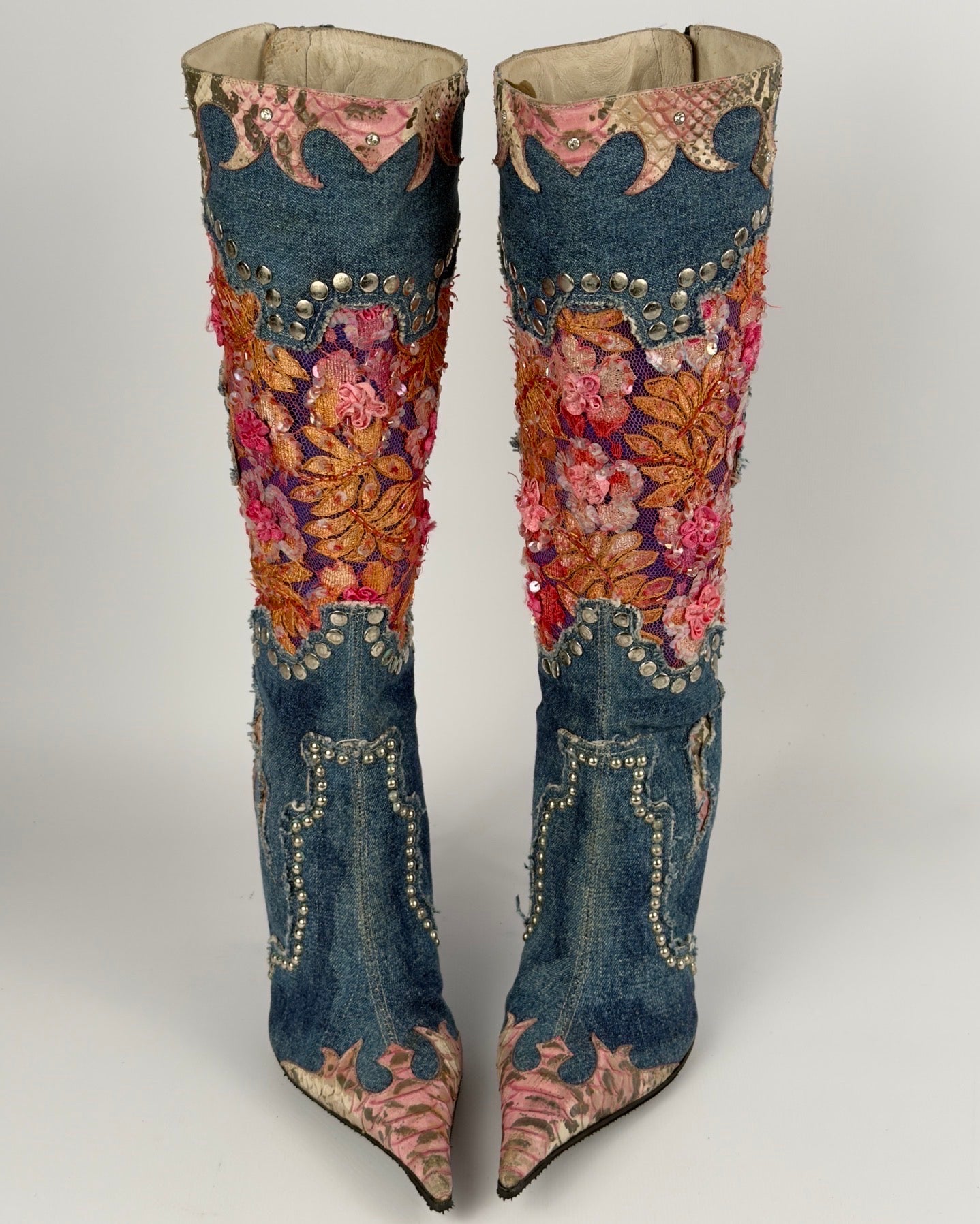 El Dante’s Couture Vintage Denim Boots