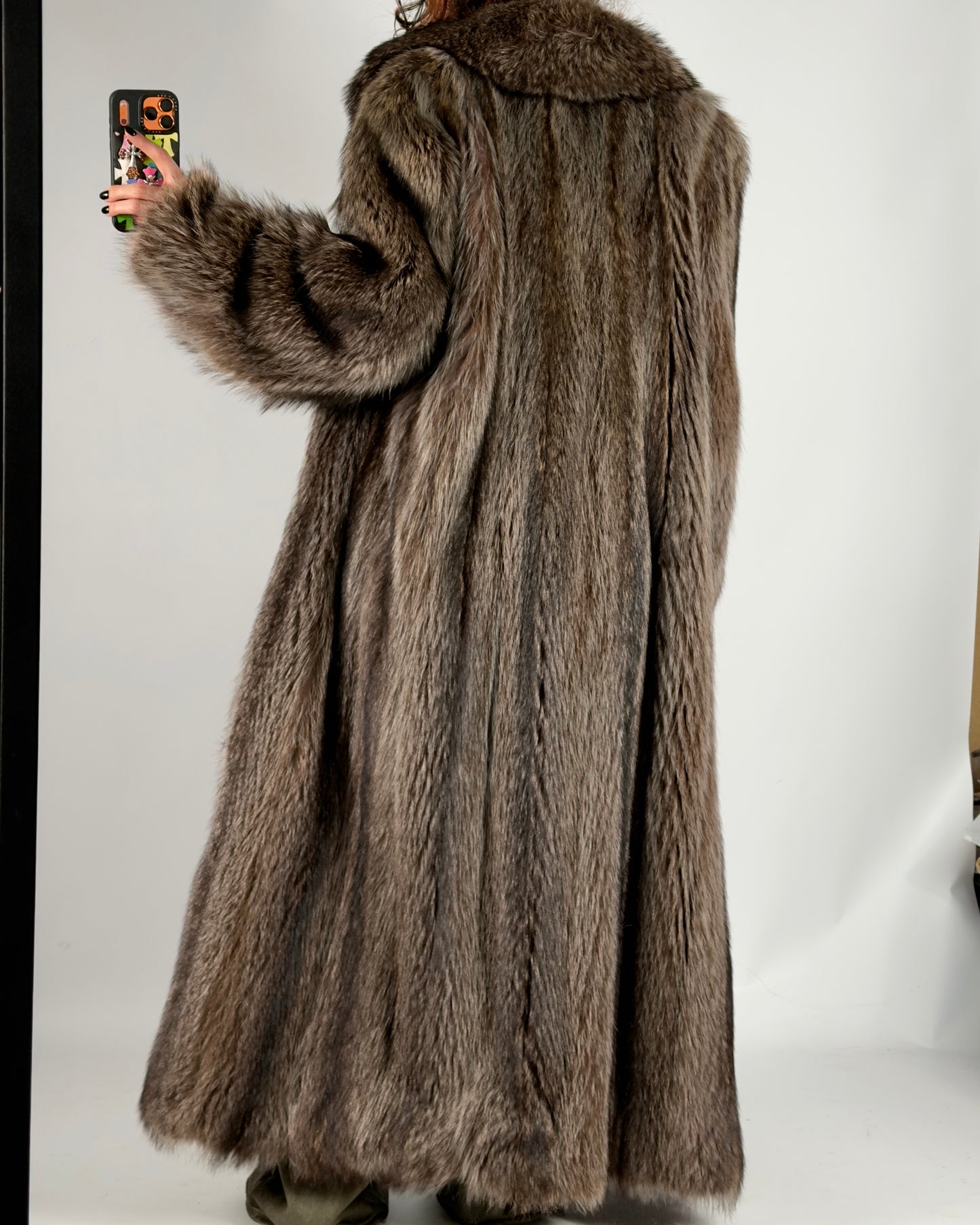 Vintage Brown Long Fur Coat — S/L
