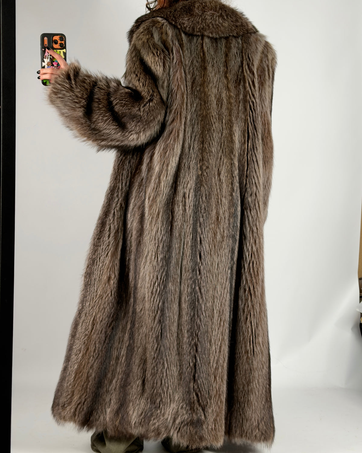 Vintage Brown Long Fur Coat — S/L