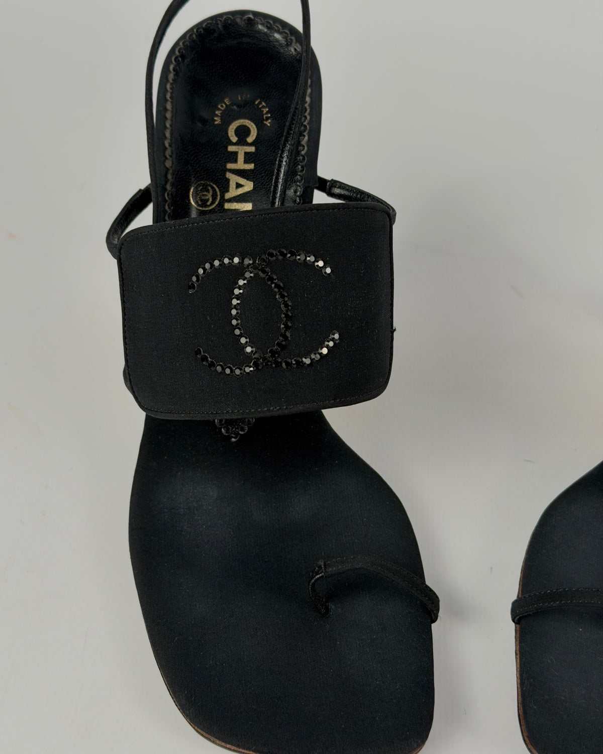 Chanel Cruise 2001 Crystal Logo Slingback Heels — 39/40