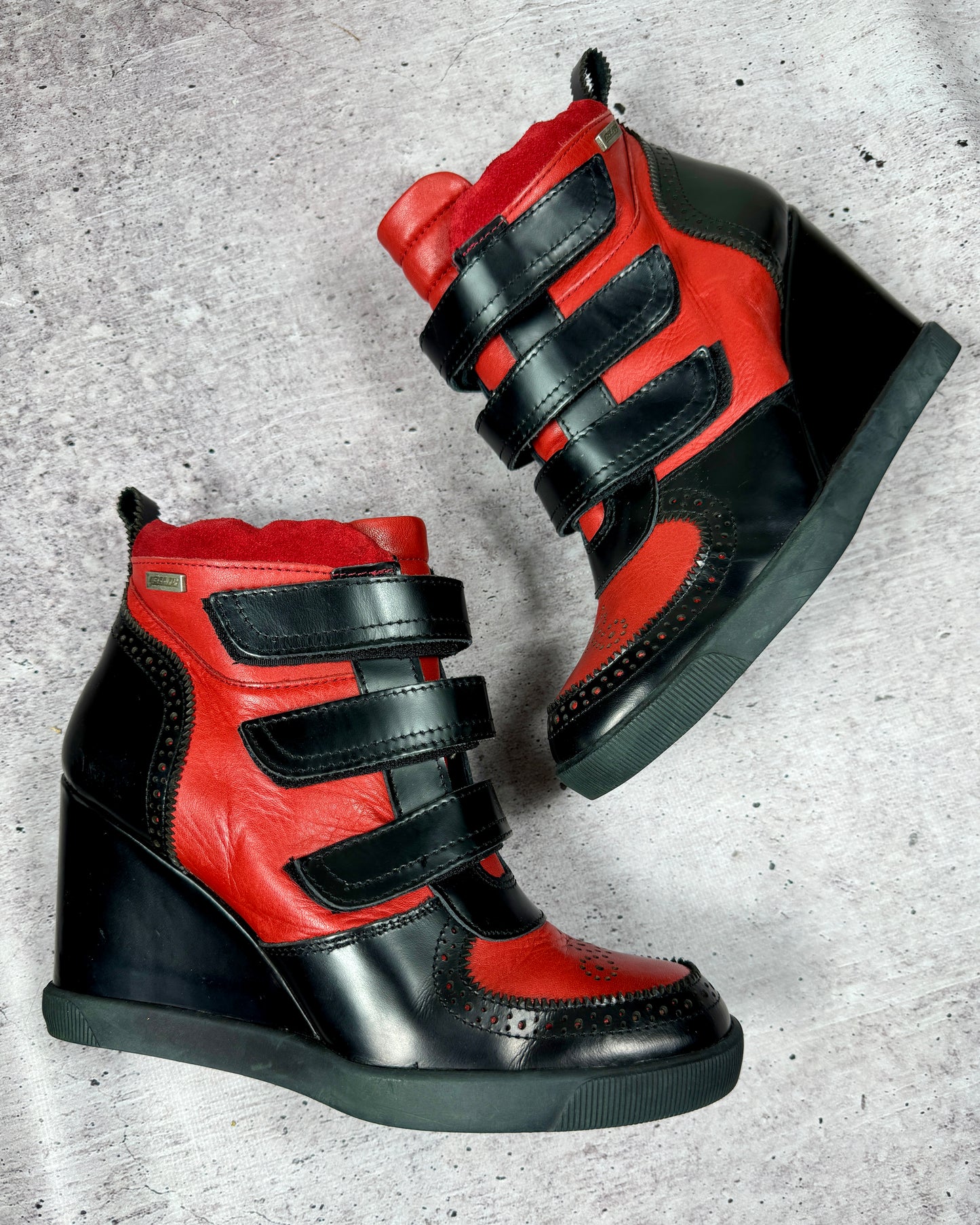 Vintage Goth Wedge Leather Sneakers 40/40.5