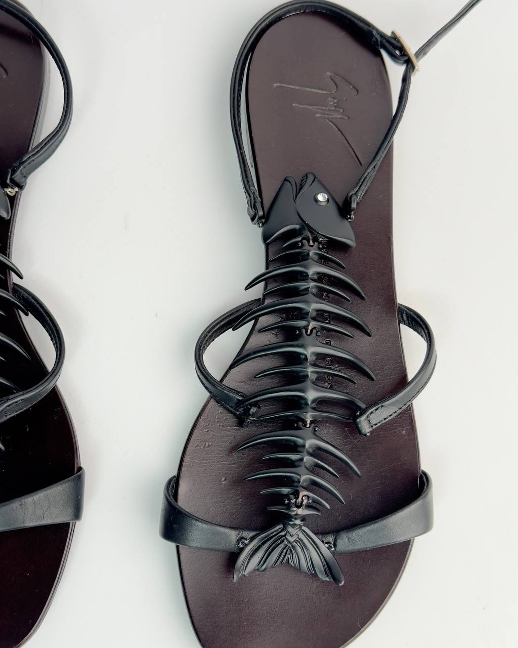 Giuseppe Zanotti Italian Iconic Fishbone Flat Sandals — 37.5/38