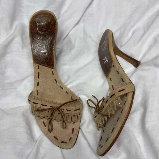 Christian Dior by Galliano FW05 Vintage Suede Fringe Mules — 36