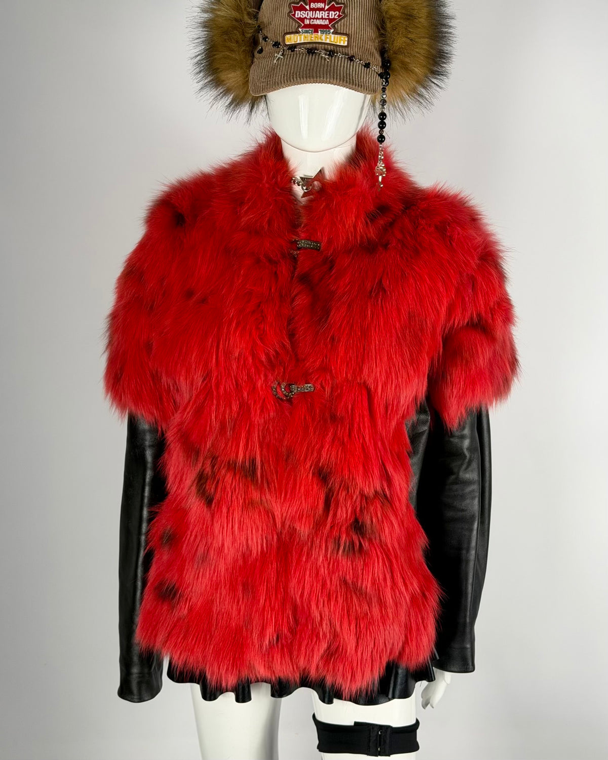 Vintage Fur Leather Jacket — M/L