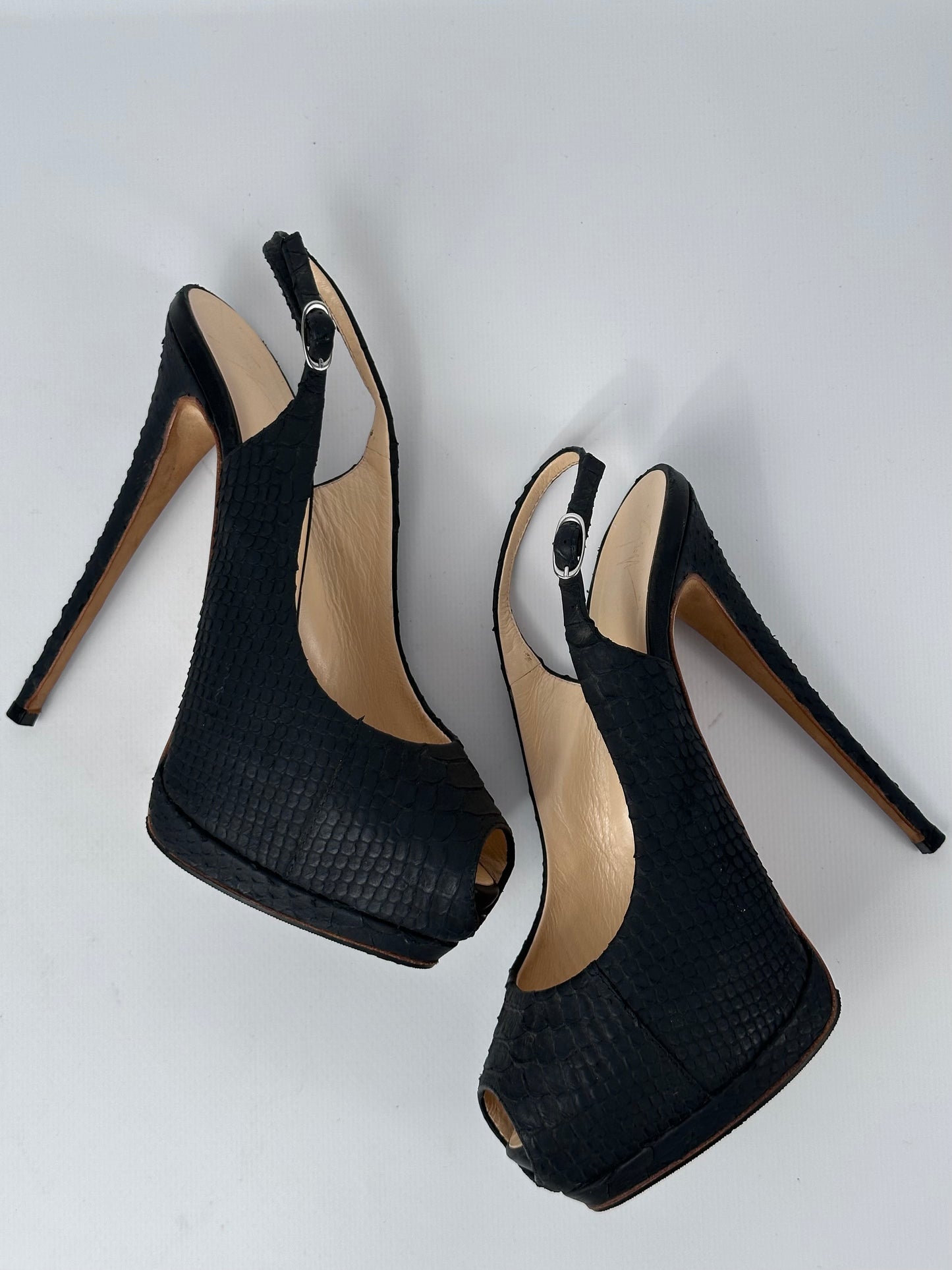 Giuseppe Zanotti Black Python Platform Heels — 39