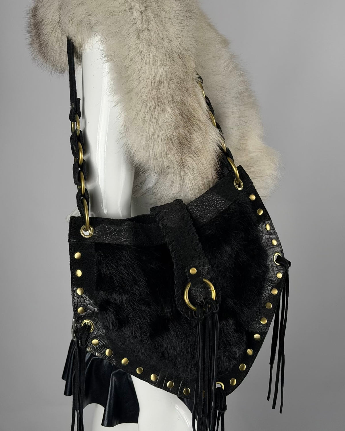 Vintage Fur Leather Bag