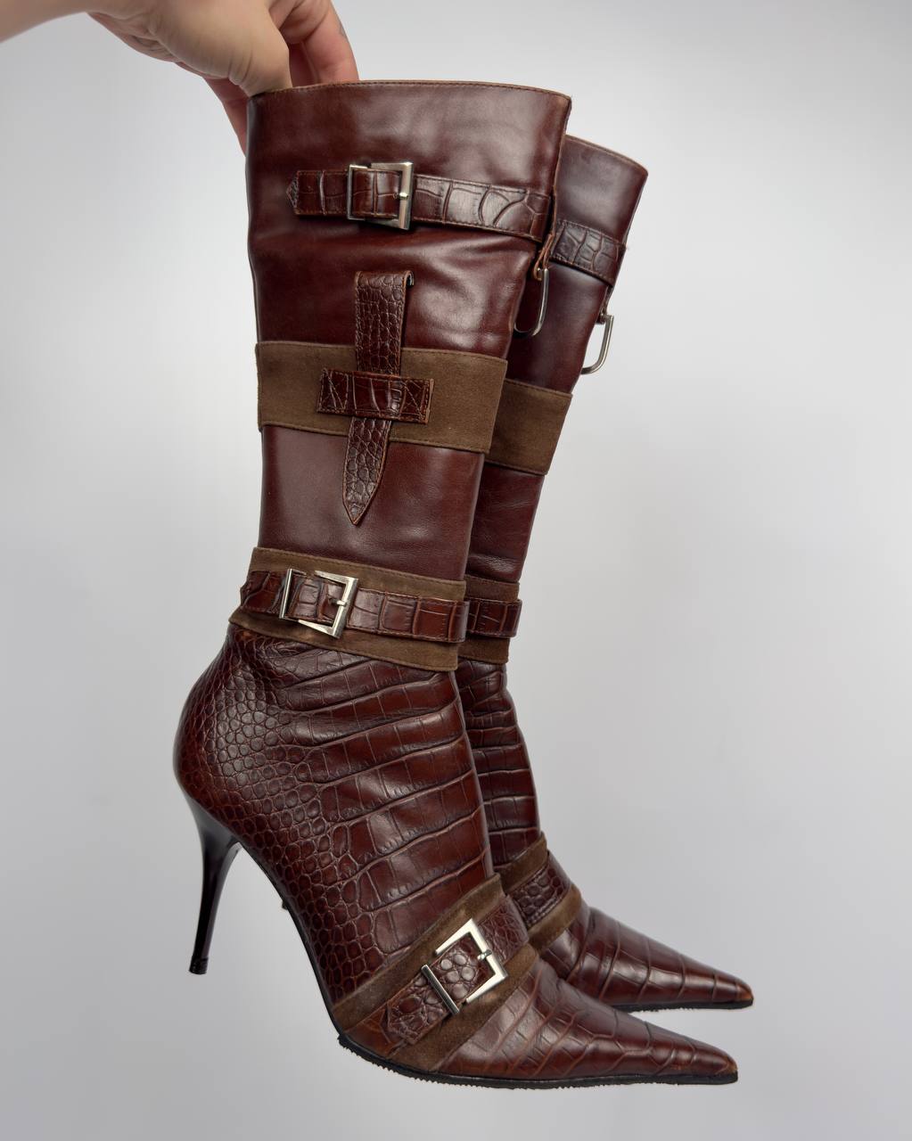 Vintage Italian Leather Cargo Boots — 37