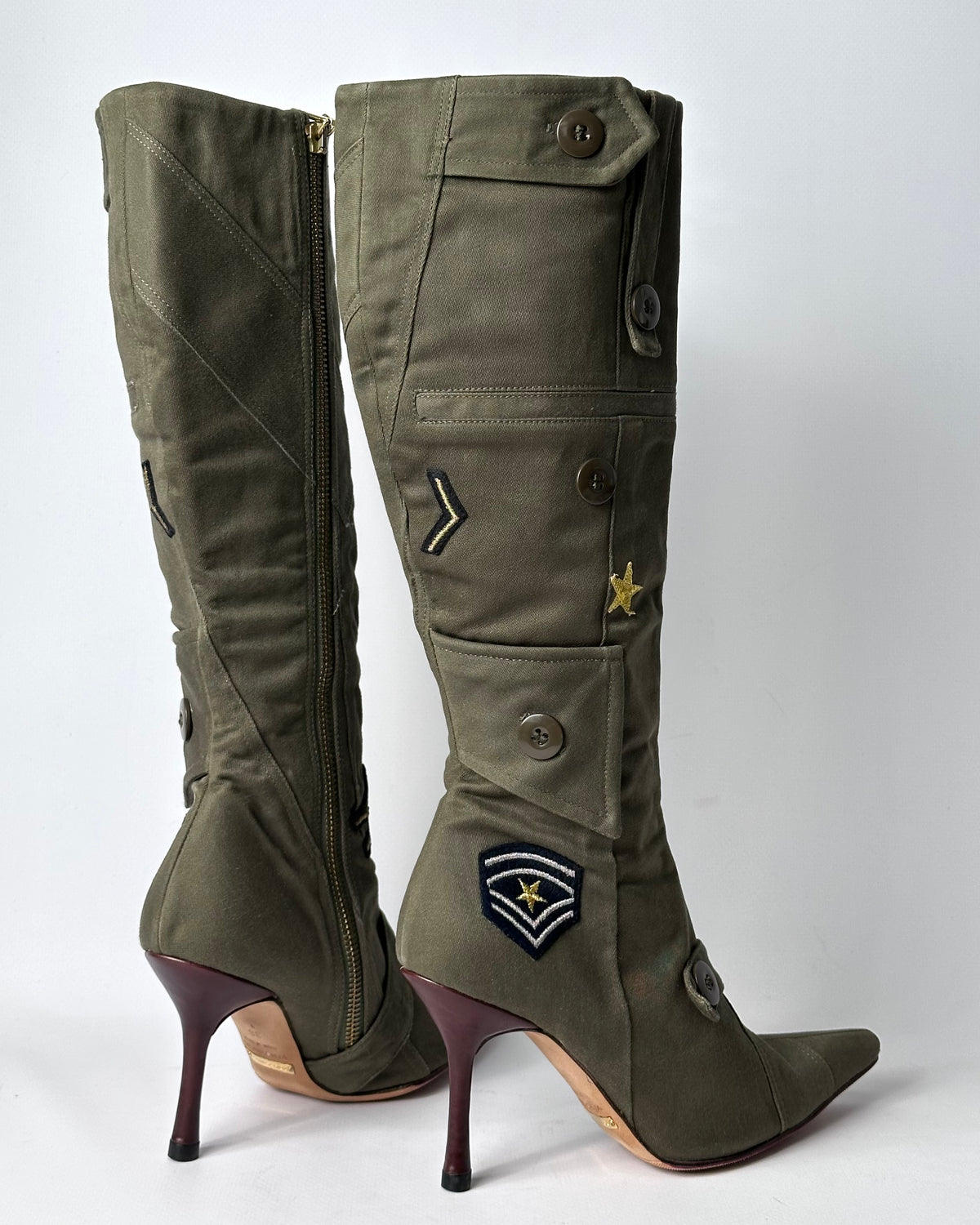 Dolce Gabbana Vintage Khaki Military Boots — 36