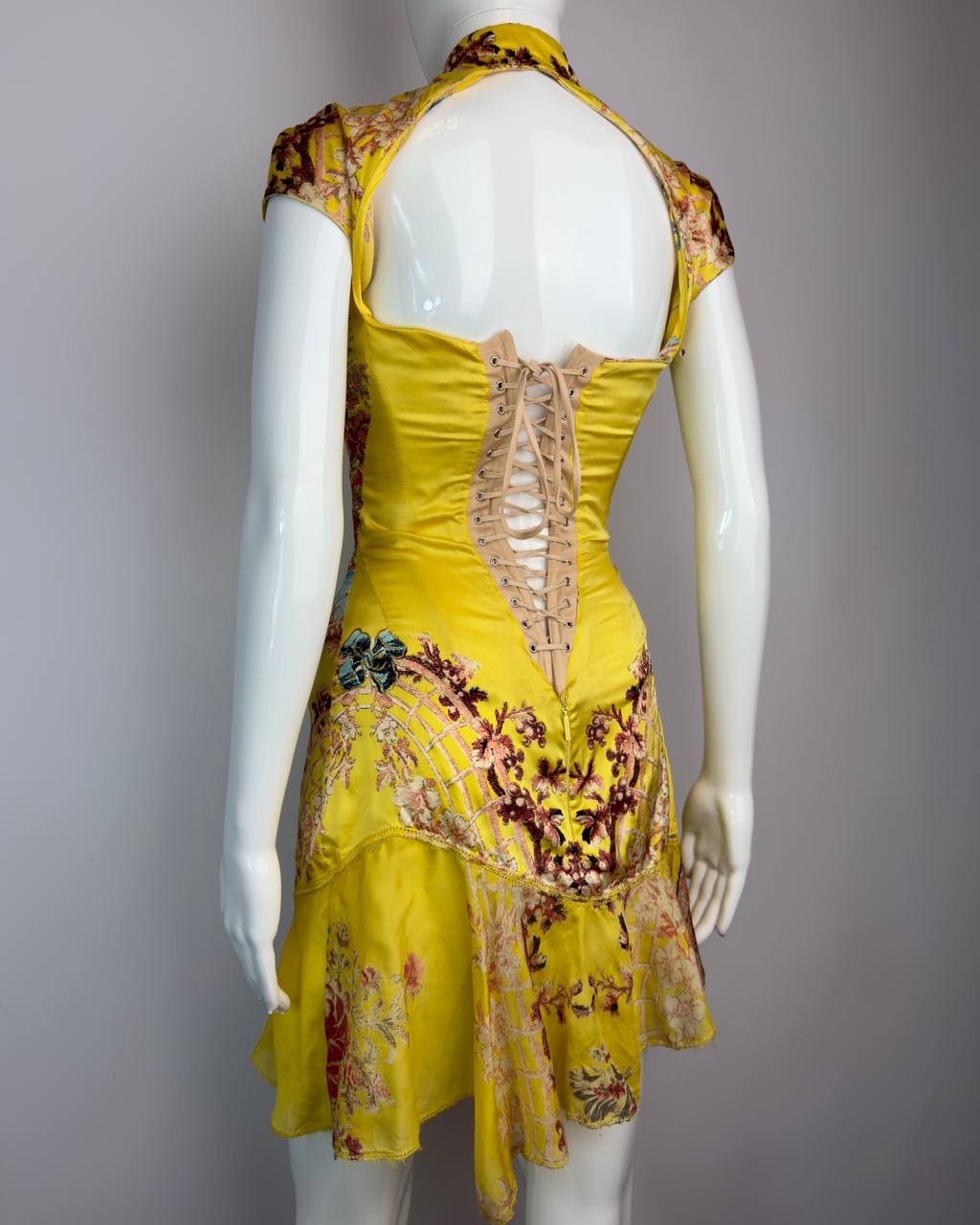 Roberto Cavalli S/S 2003 Iconic Chinoiserie Mini Silk Corset Dress