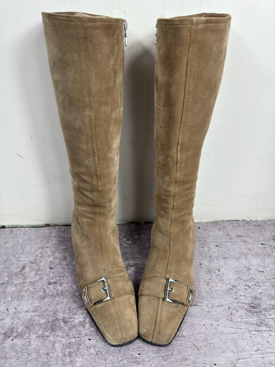 Prada Vintage Suede Boots Kitten Heels 37/38