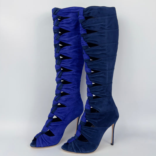 Sergio Rossi Dual-Blue Gladiator Heels — 37.5/38