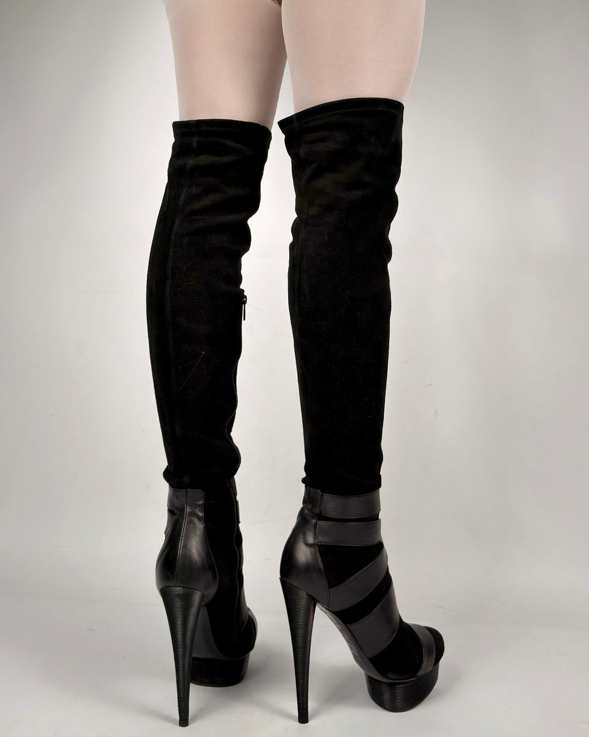 Le Silla Vintage Platform Over The Knee Suede Boots — 38