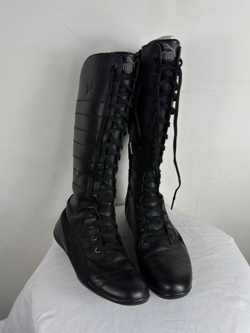 Puma Vintage Black Leather Boots 36/37 & 37/37.5