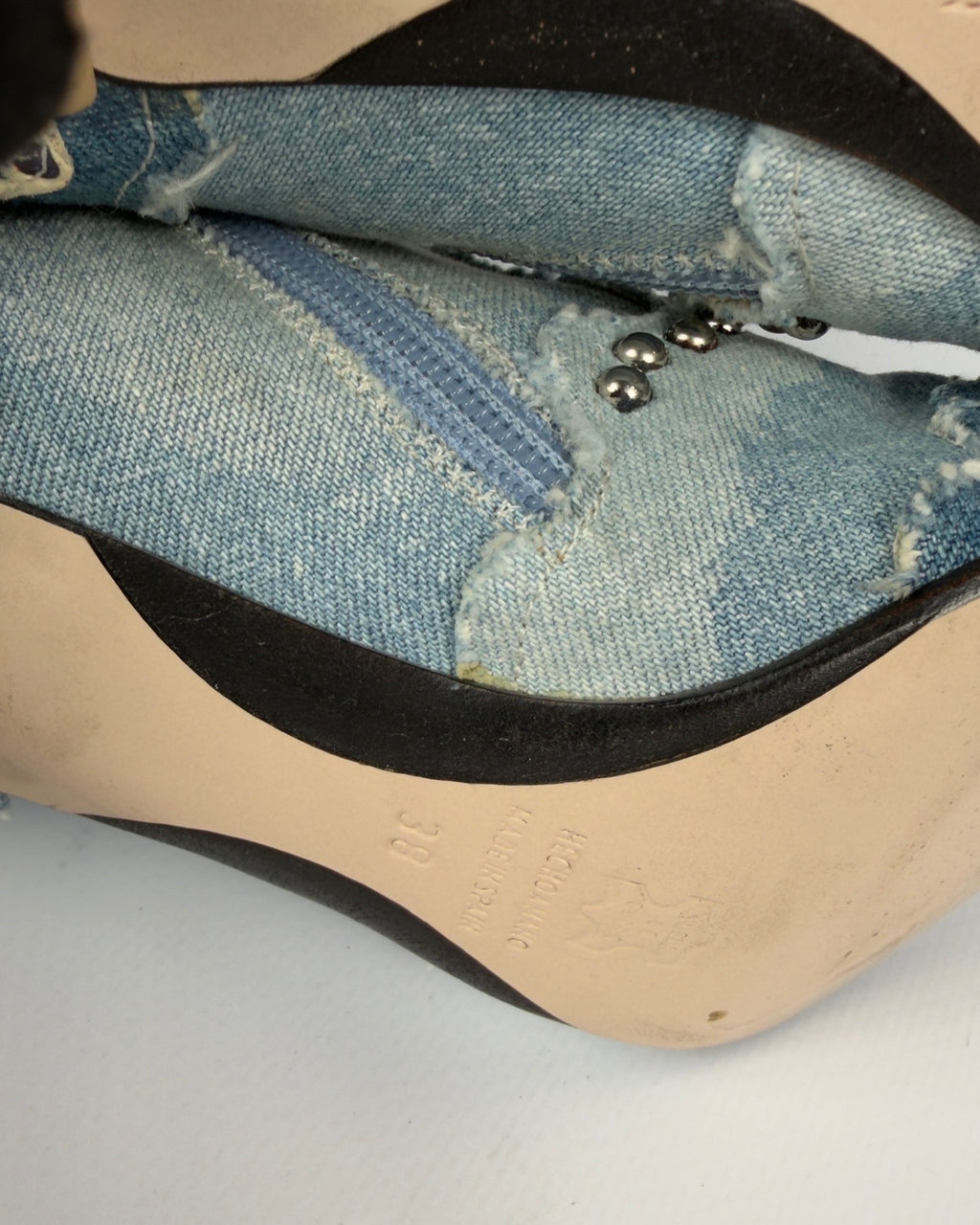 El Dante’s Couture Vintage Denim Boots — 38