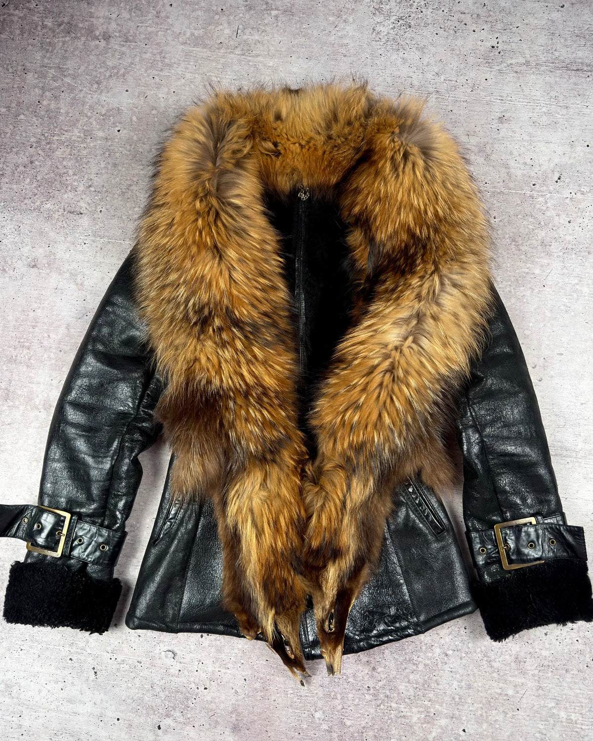 Vintage Fur Shearling Leather Jacket — M/L