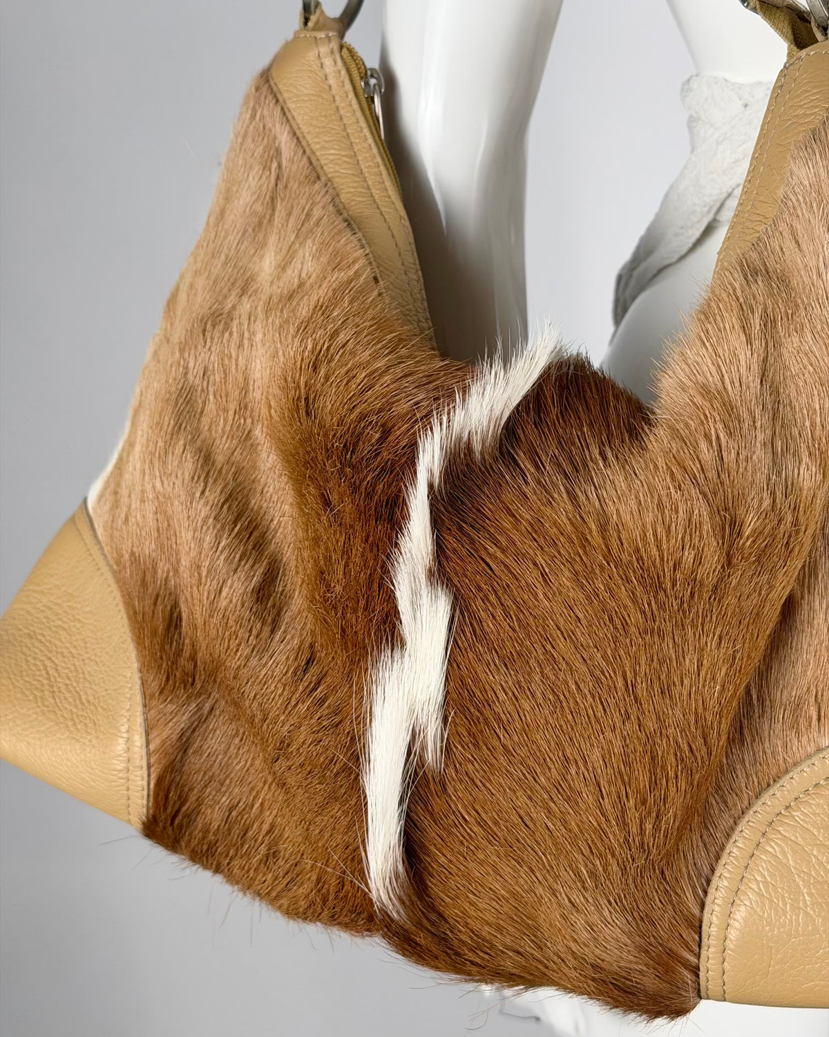 Vintage Cowhide Mohawk Fur Leather Bag