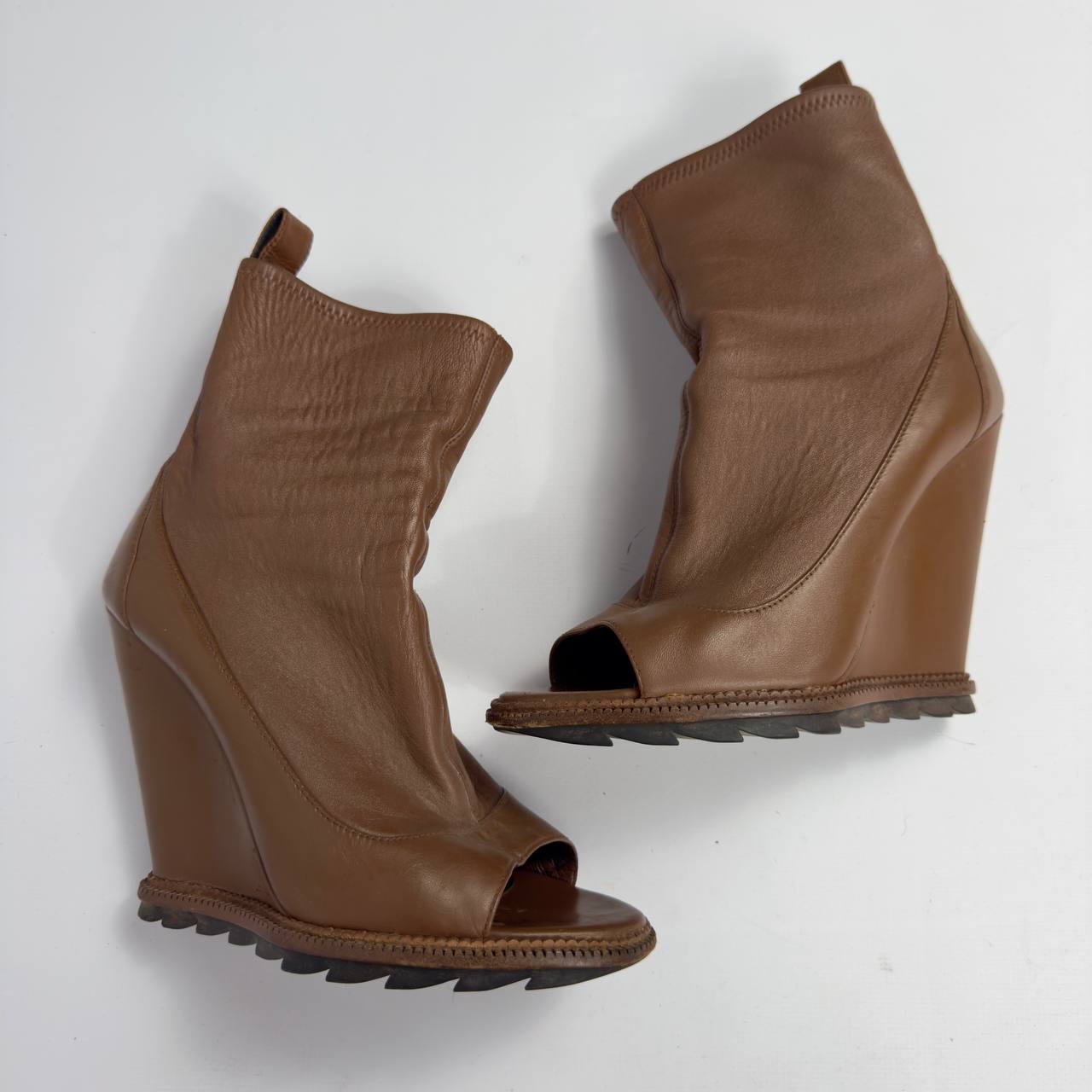 Camilla Skovgaard Peep Toe Leather Boots — 38/38.5