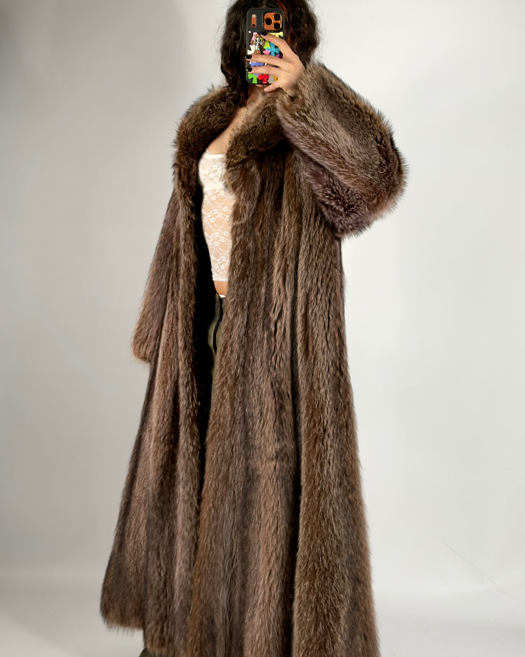 Vintage Brown Fur Coat — M/XL
