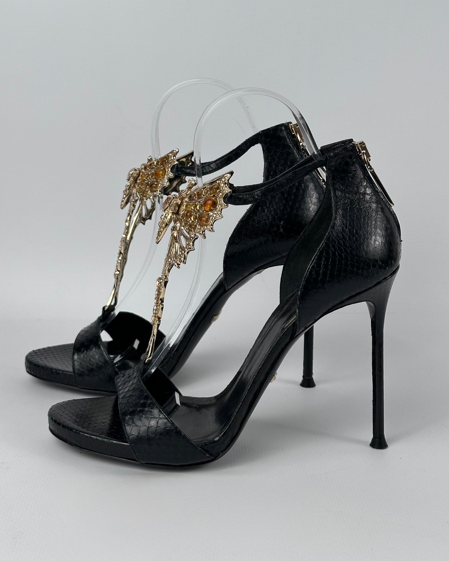 Roberto Cavalli Butterfly Gemstone Heels — 37