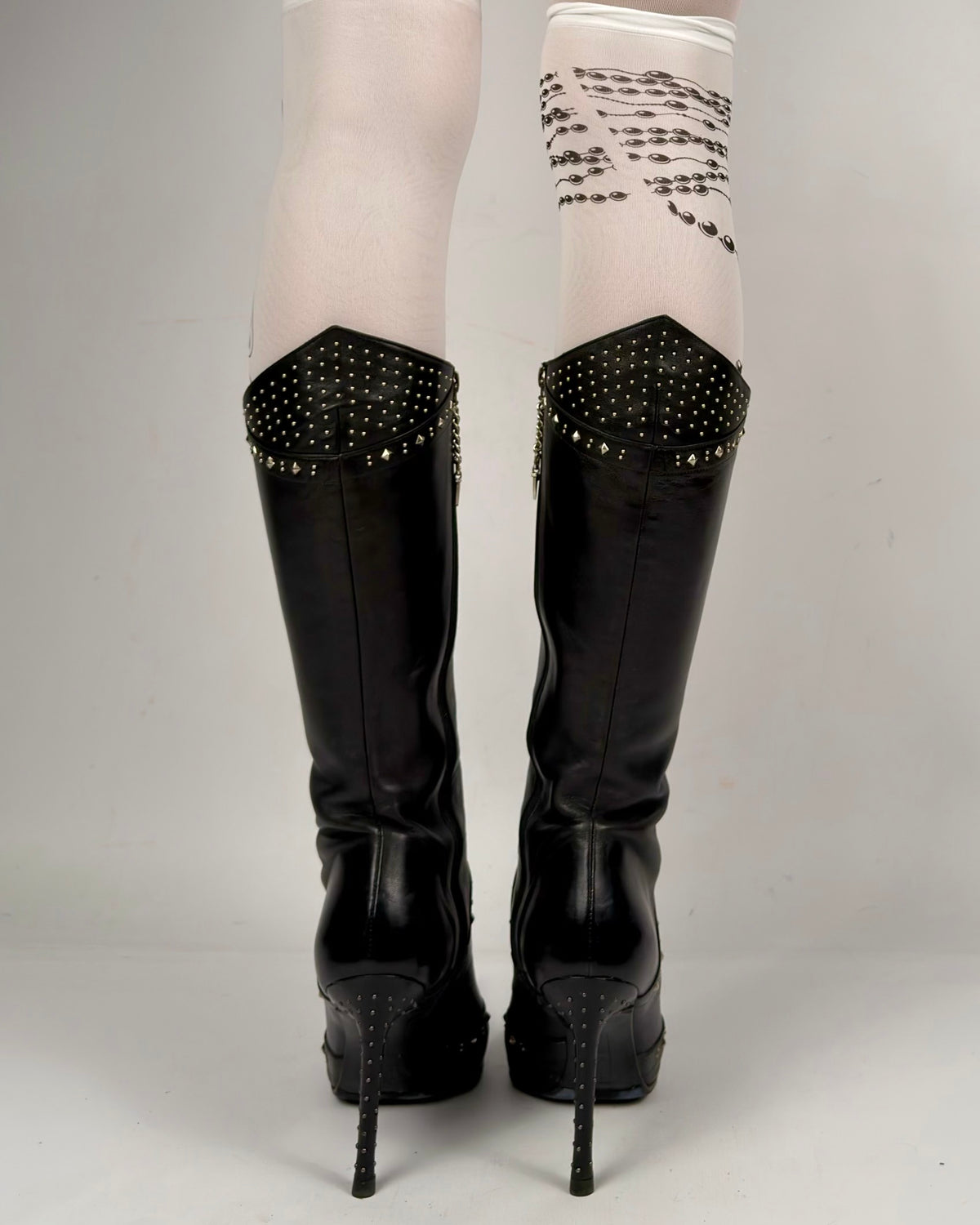 Cesare Paciotti Vintage Leather Studded Boots — 39