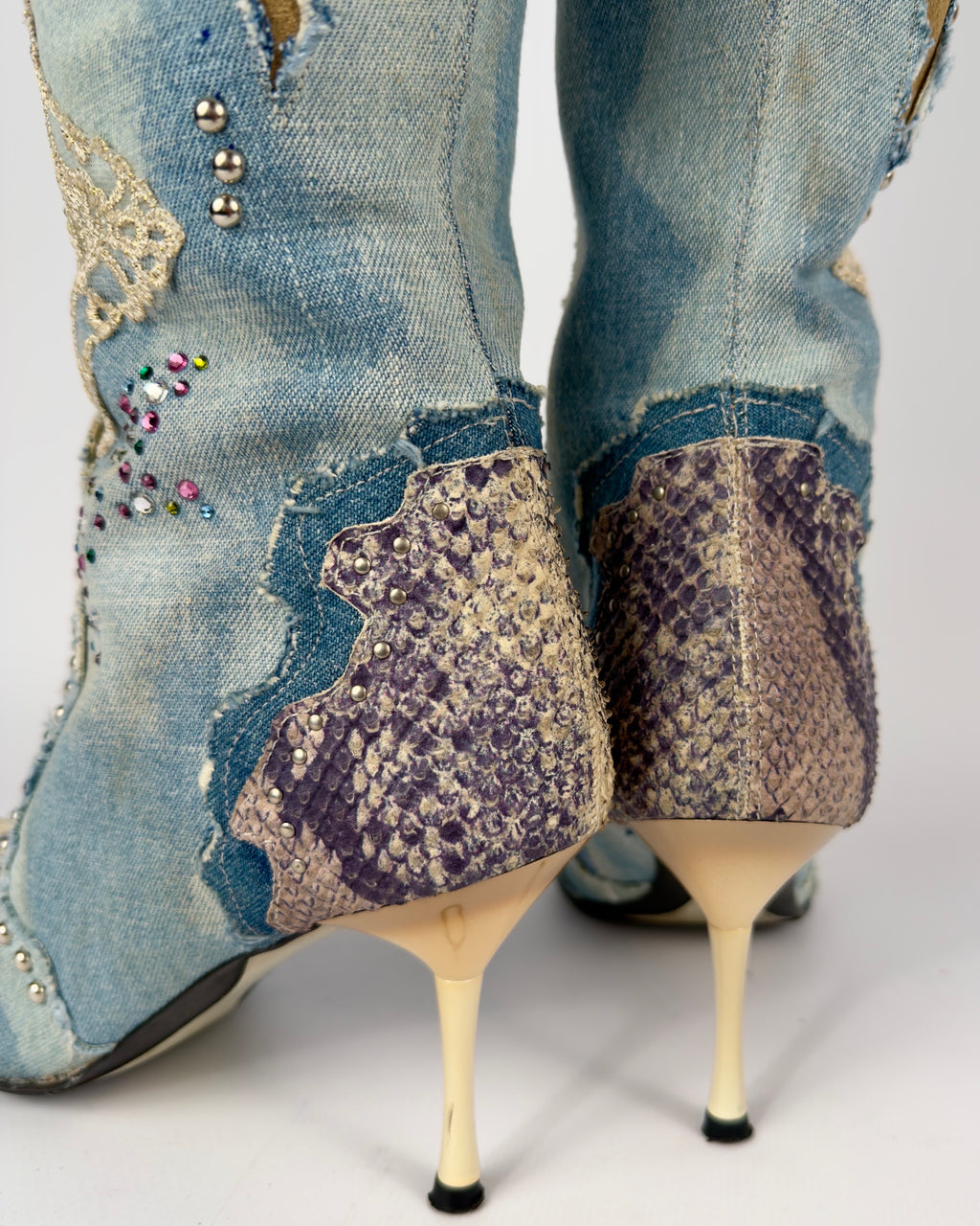 El Dante’s Couture Vintage Denim Boots — 38/39