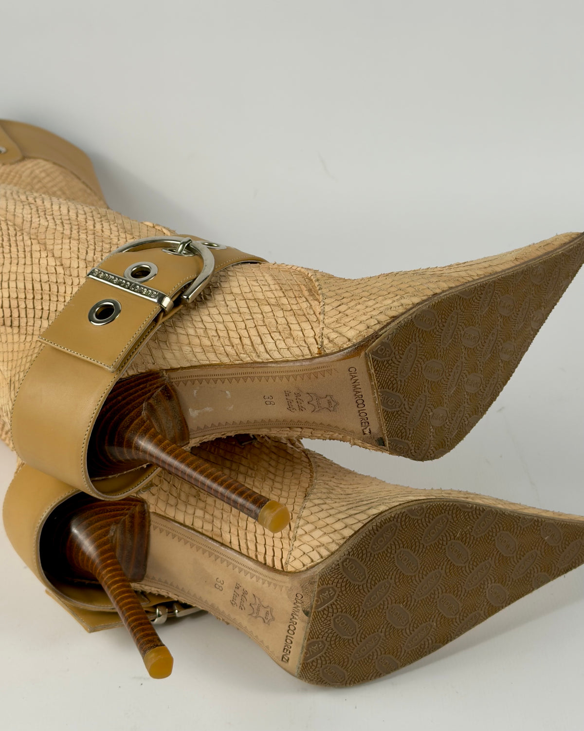 Gianmarco Lorenzi Vintage Leather Buckle Boots — 38