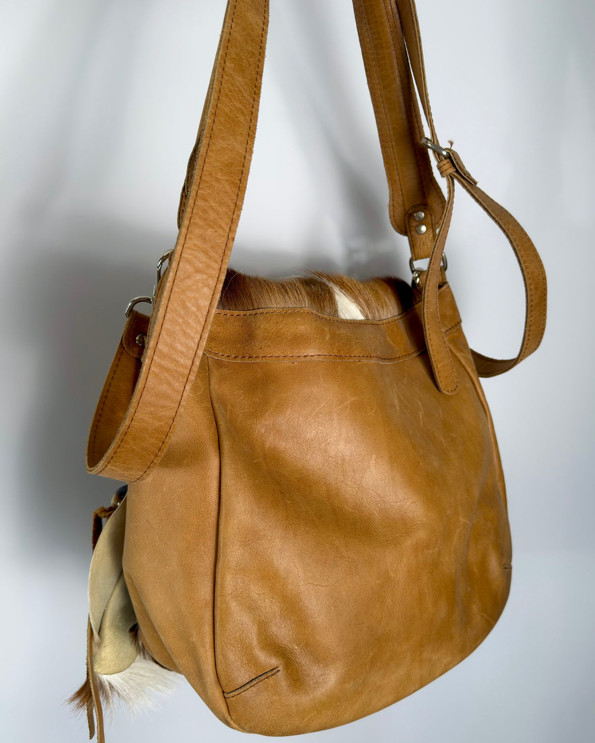 Vintage Cowhide Mohawk Fur Leather Bag
