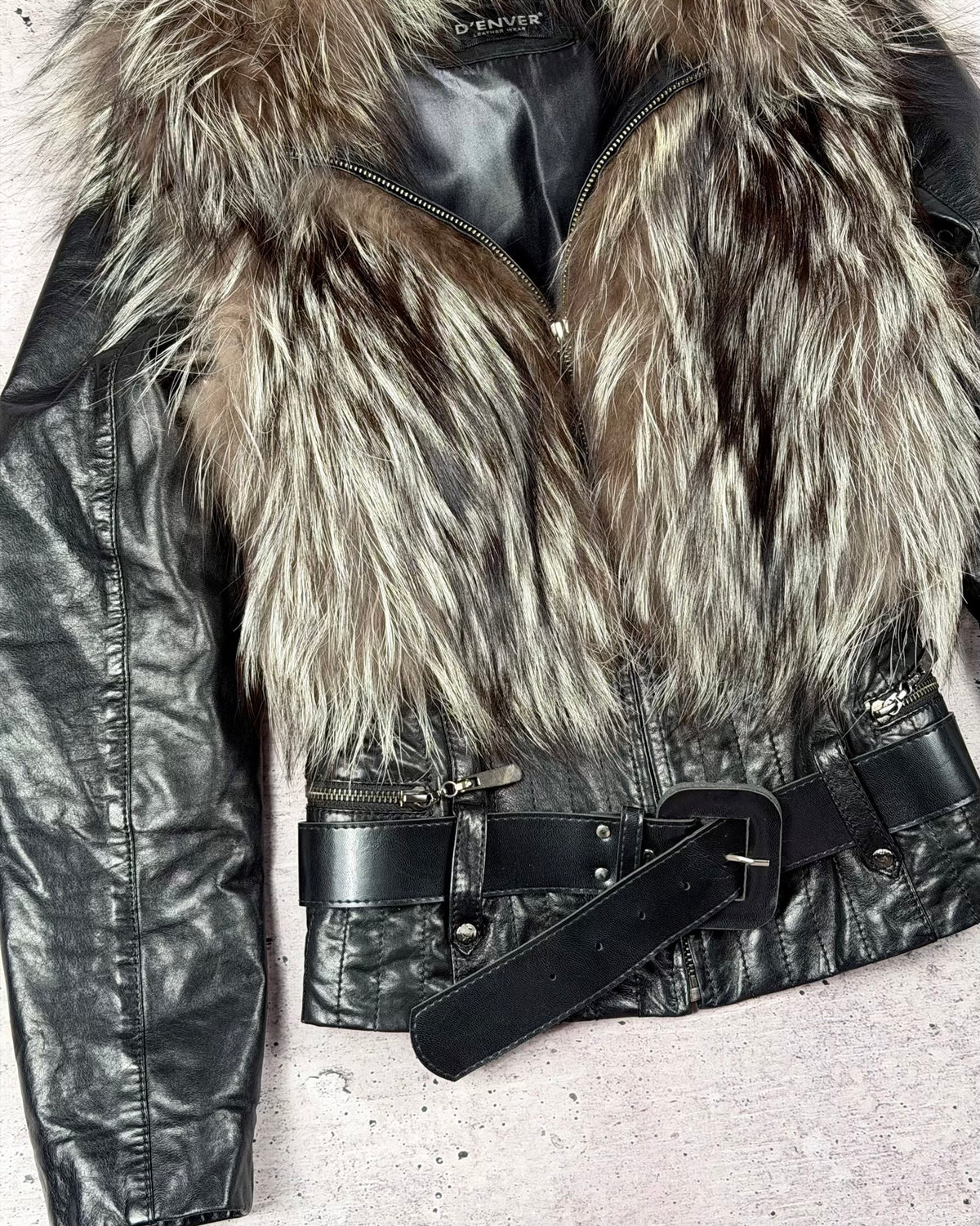 Vintage Fur Leather Jacket/Vest — S/M