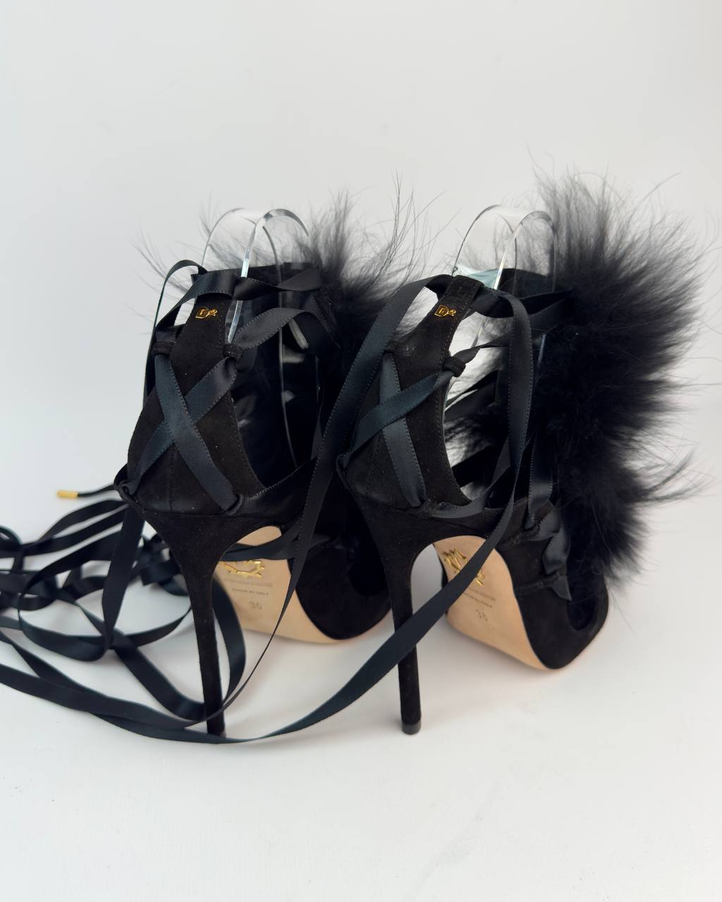Dsquared Riri Fur Corset Lace Up Heels — 36 new with box