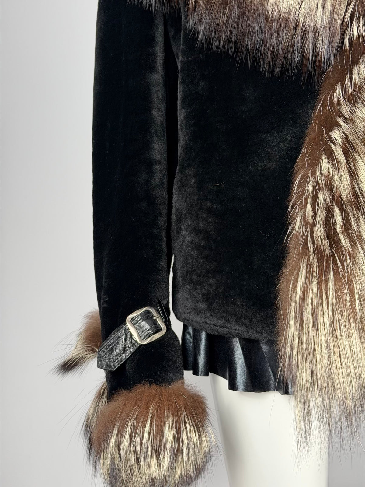 Vintage Fur Leather Jacket — M/L